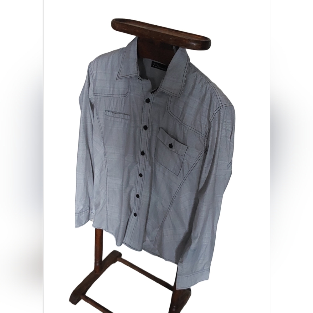 7 DIAMONDS UNTUCKED BUTTONS DOWN LONG SLEEVES‎ MEN SHIRT SIZE LARGE